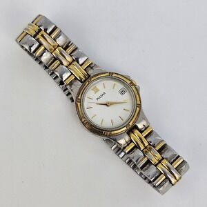 Pulsar‎ Women's Watch 24MM White Dial Date Two Tone Bracelet 6" New Battery